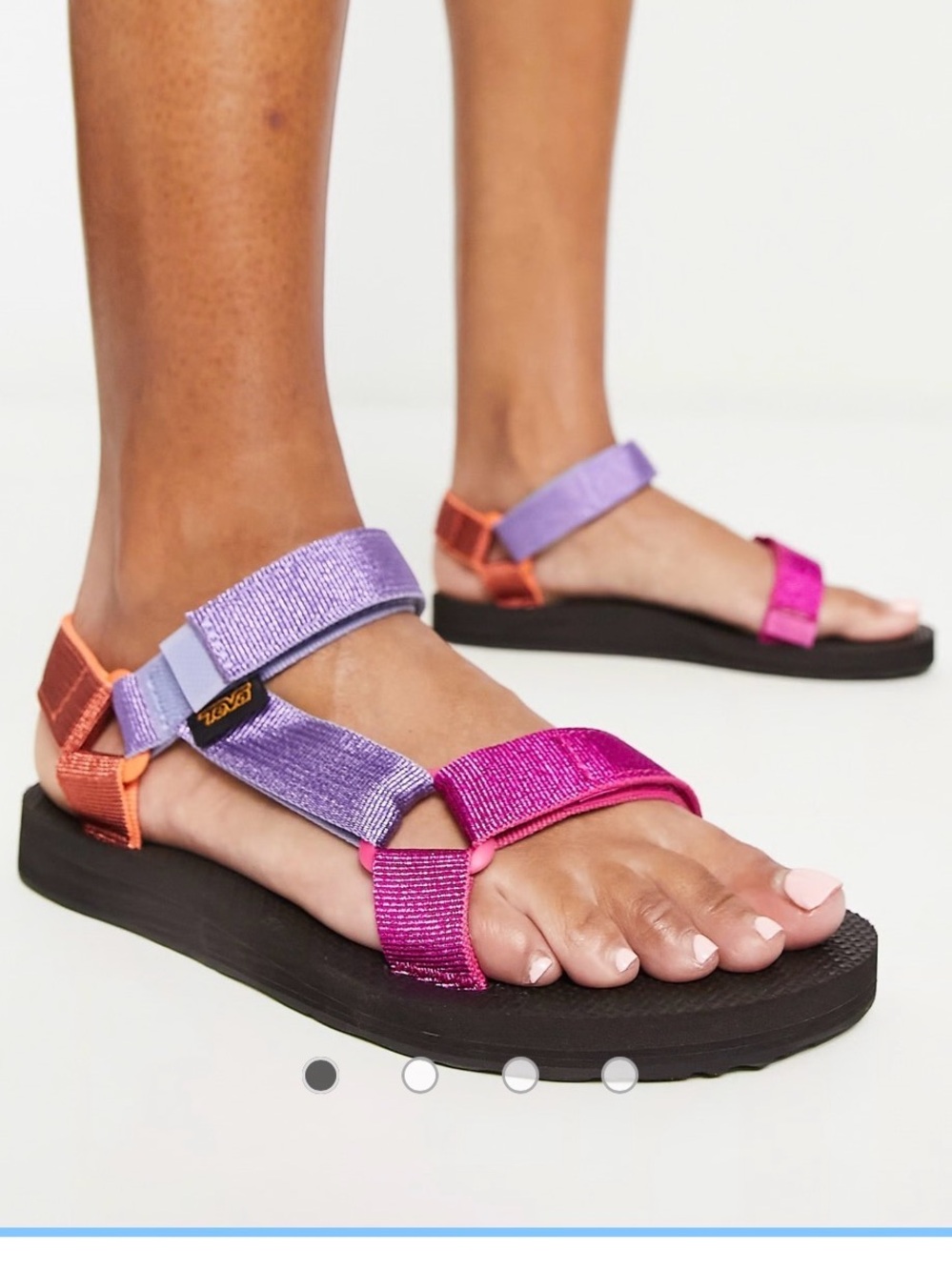Teva Women’s Sandals Metallic Colorblock Strap Pink, Lavender & Orange Sz 9